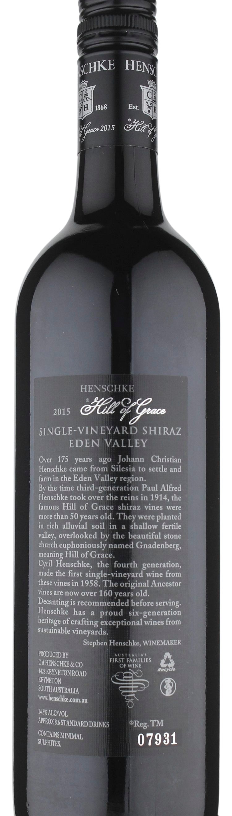 Henschke Hill Of Grace Shiraz 2015 ( in stock) Cellarit